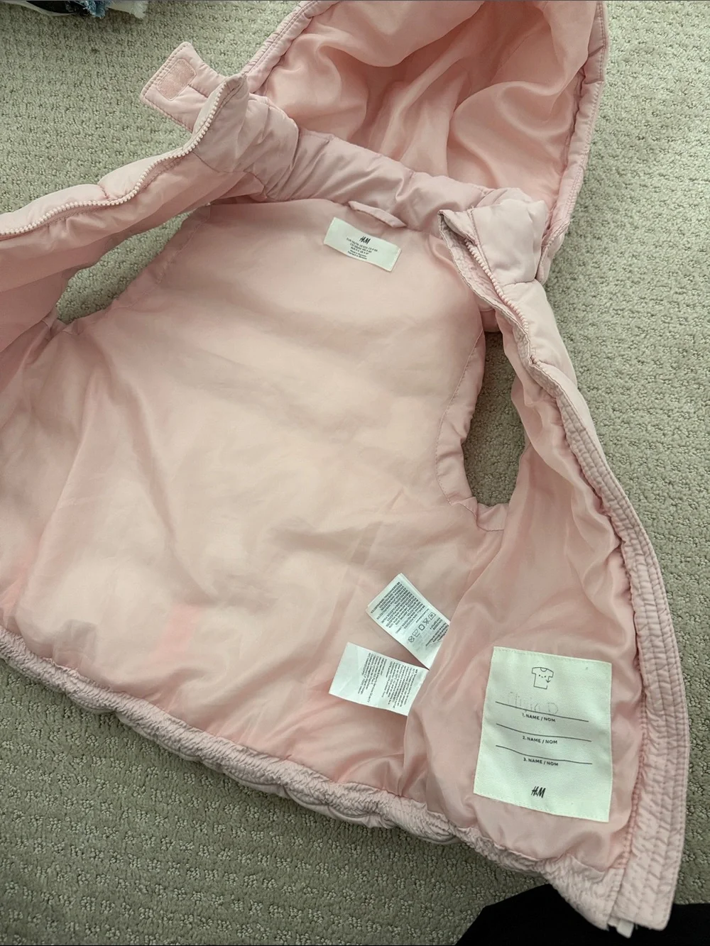 H&M Light Pink Puffer Vest with Hood